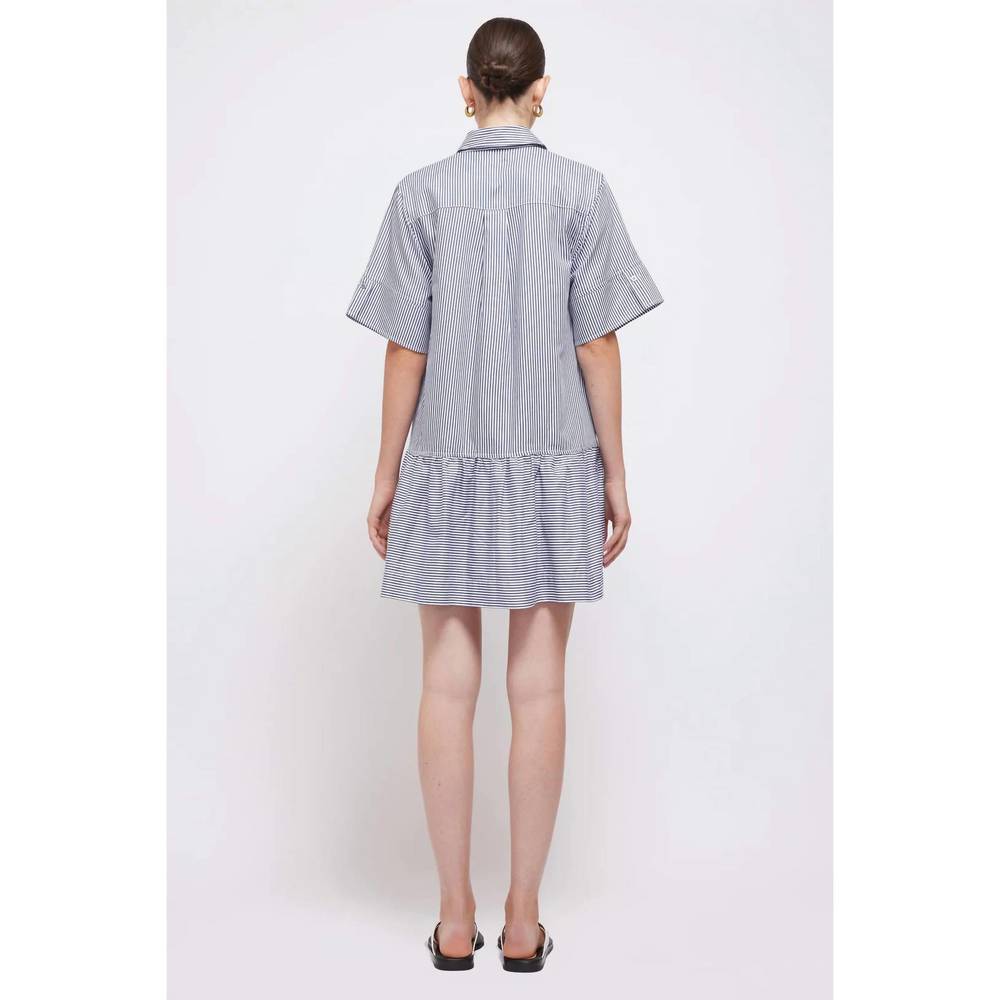 NEW JONATHAN SIMKHAI cris shirt dress in midnight stripe - Picture 3 of 4